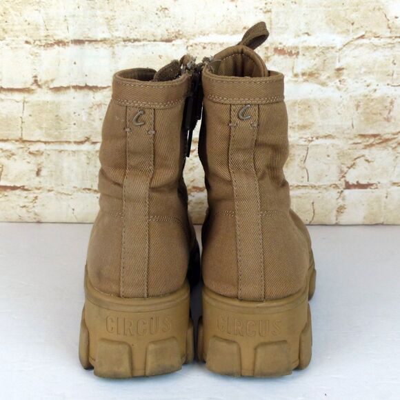 Circus Sam Edelman Boots Womens 8 Brown Dane Canvas Chunky Lug-Sole Combat - Picture 9 of 15